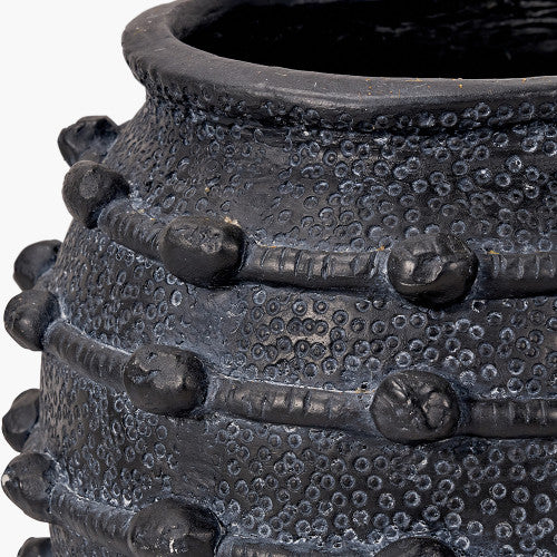 Black Bobble Fibrestone Decorative Planter Small – Textured Modern Vase for Stylish Interiors