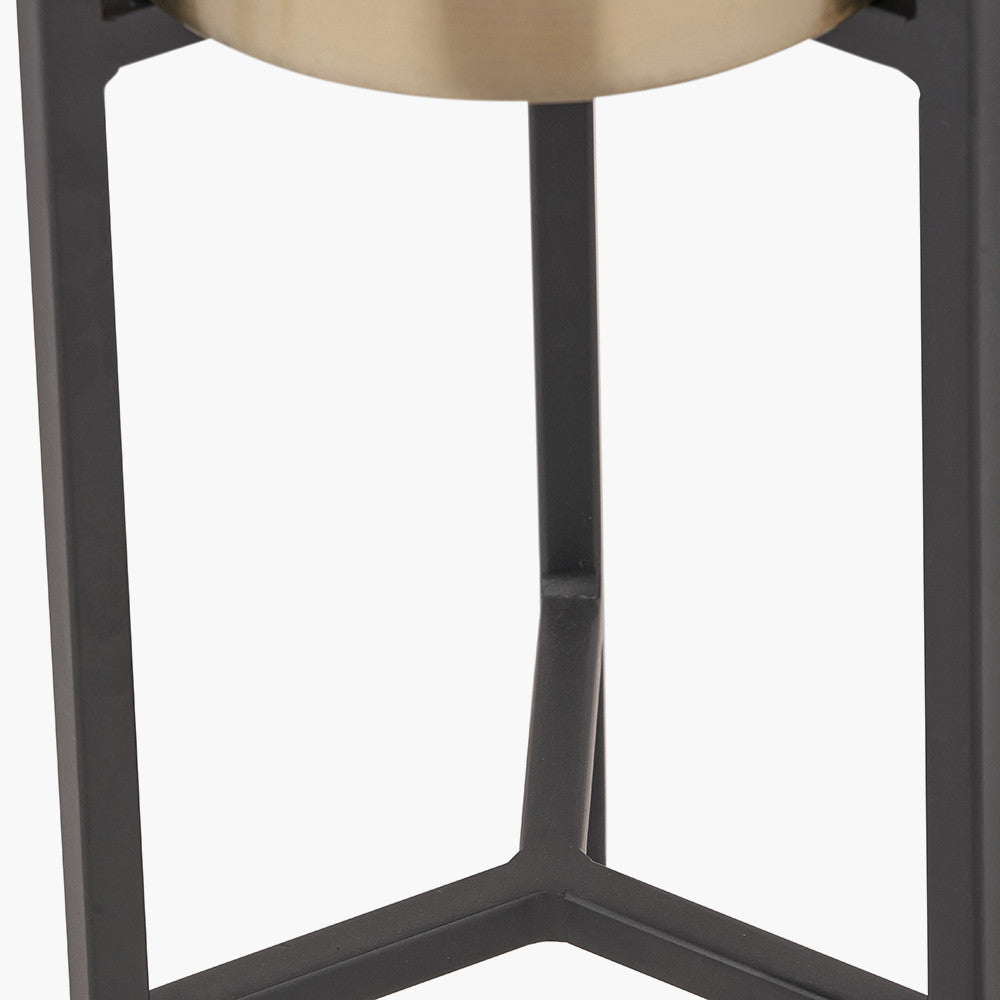 Brass and Matt Black Metal Floor Planter – Handcrafted Modern Plant Stand for Stylish UK Homes