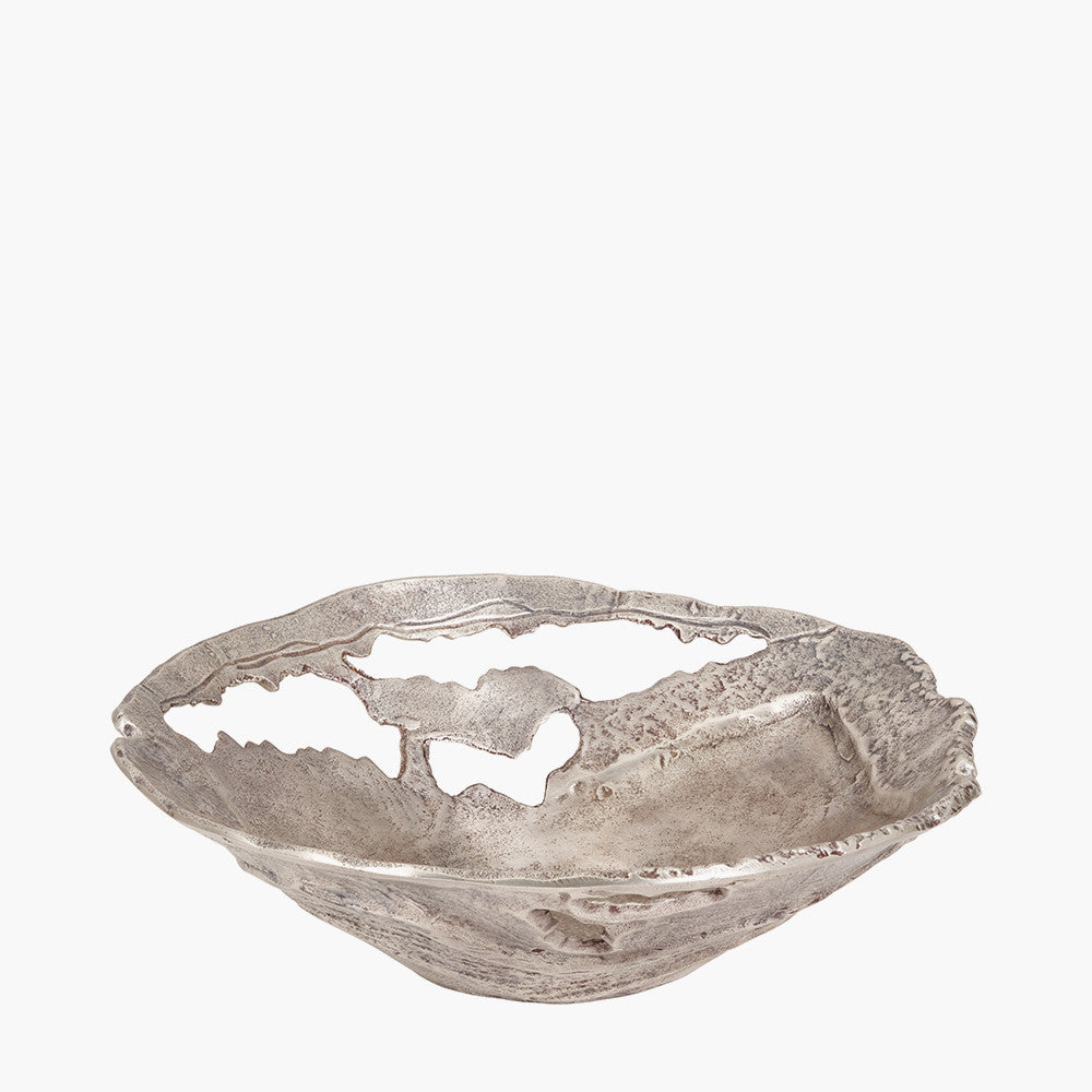 Antique Silver Cast Metal Decorative Bowl – Handcrafted Statement Centrepiece for Elegant UK Homes