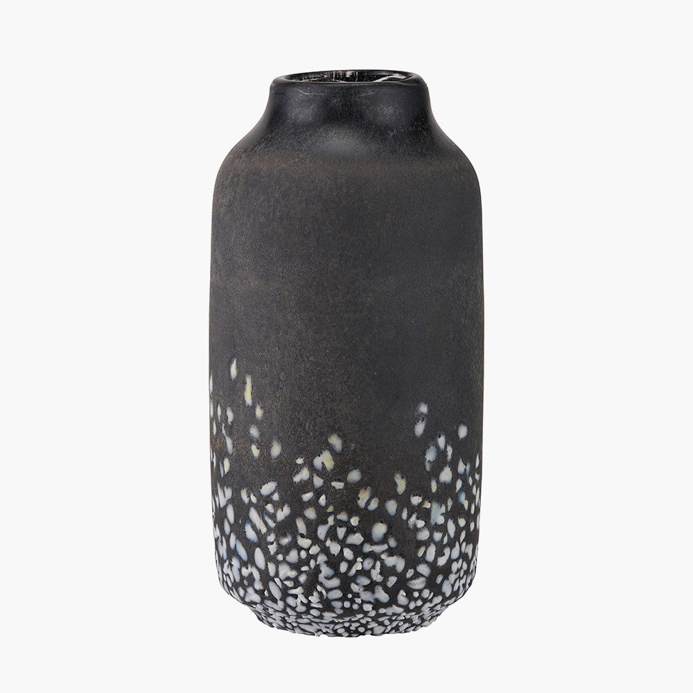 Etna Black and White Speckled Glass Vase