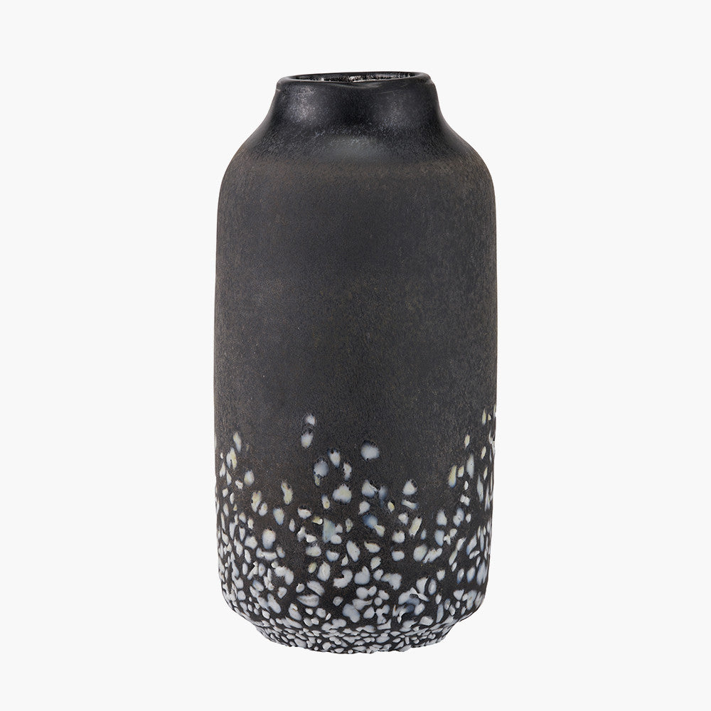 Etna Black and White Speckled Glass Vase