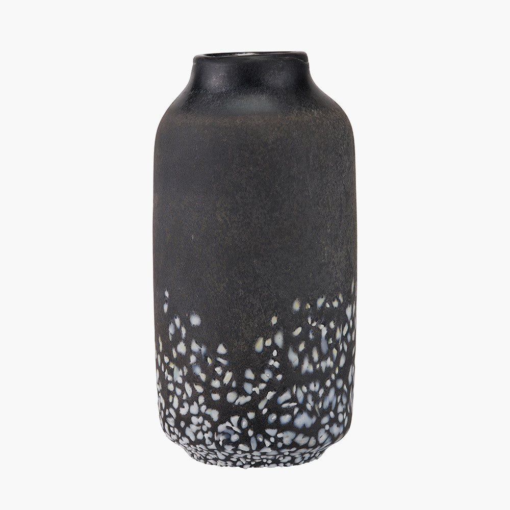Etna Black and White Speckled Glass Vase