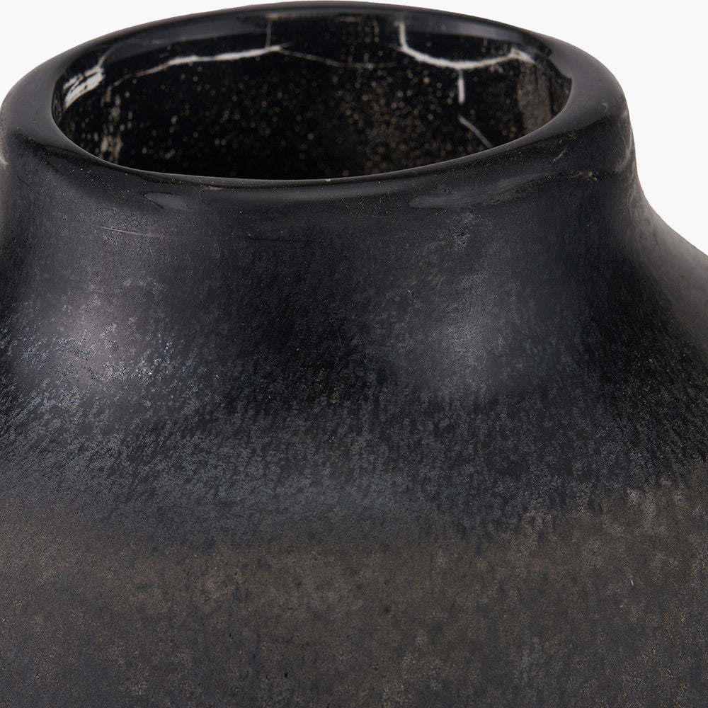 Etna Black and White Speckled Glass Vase
