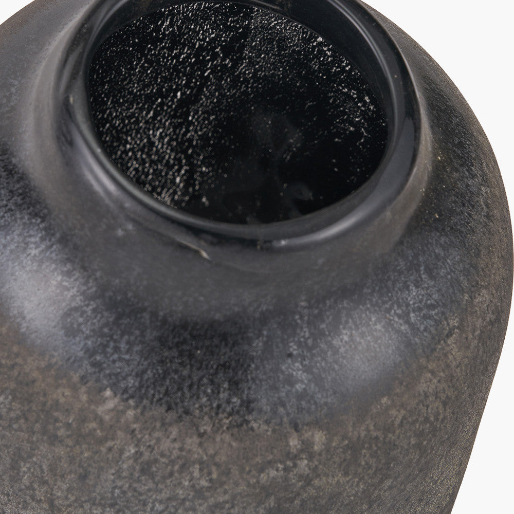 Etna Black and White Speckled Glass Vase