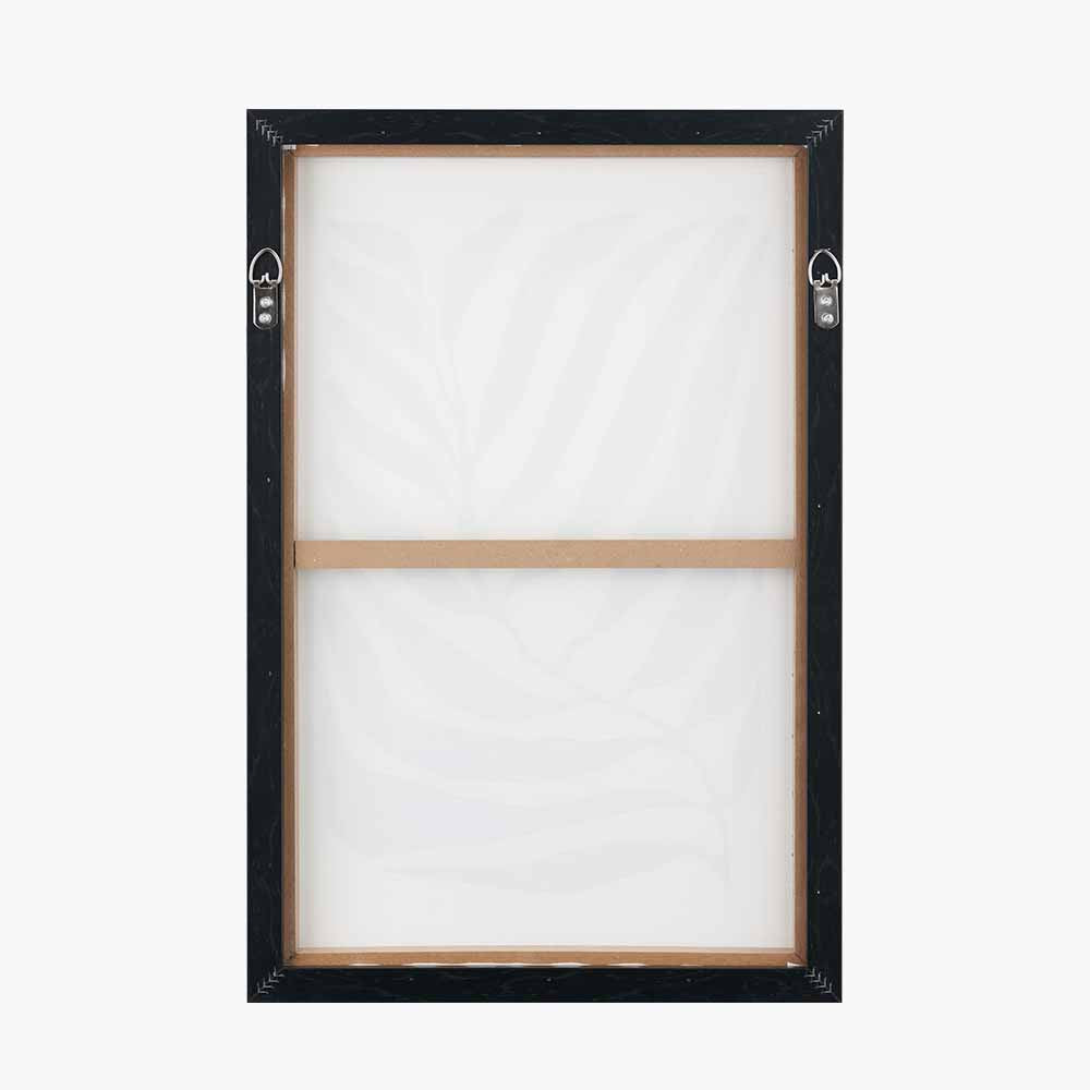 Set of 2 Monochrome Black Leaf Print Canvases with Black Frames