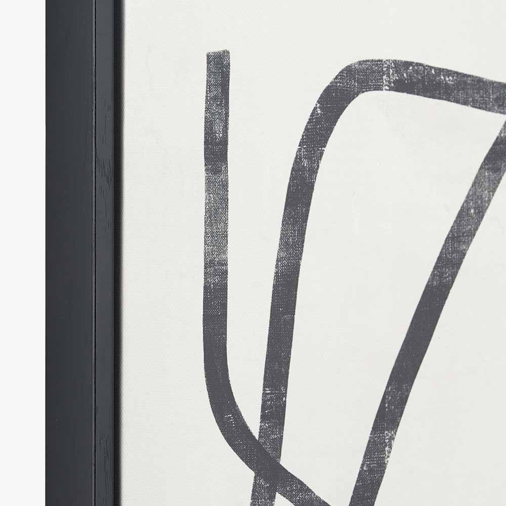 Set of 2 Black Squiggle Print Canvases with Black Frames