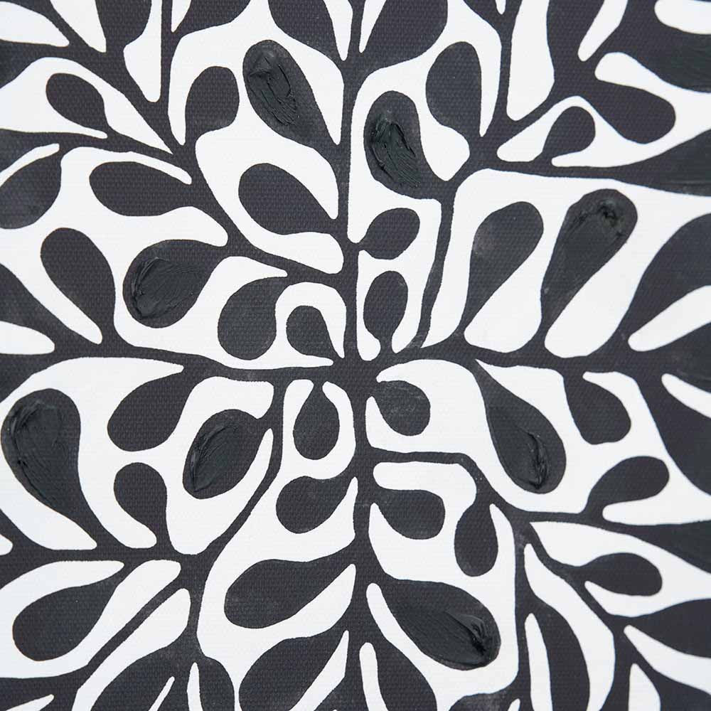 Set of 2 Black Leaf Print Square Canvases with Black Frames