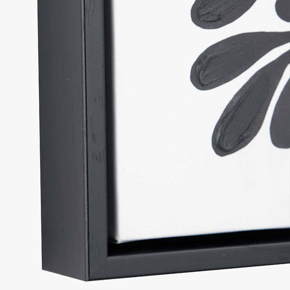 Set of 2 Black Leaf Print Square Canvases with Black Frames
