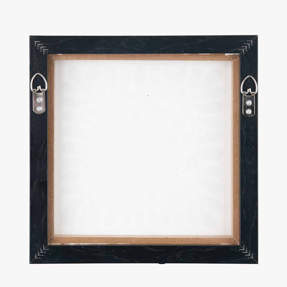 Set of 2 Black Leaf Print Square Canvases with Black Frames
