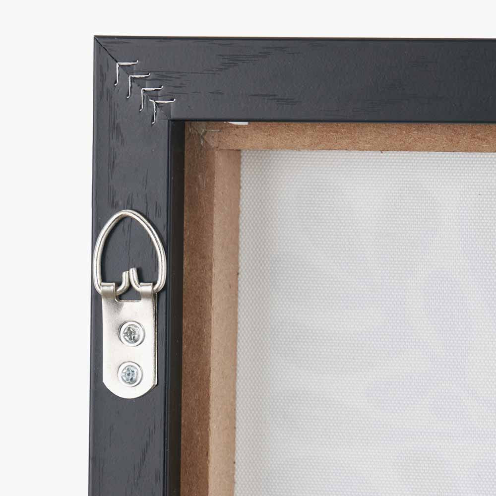 Set of 2 Black Leaf Print Square Canvases with Black Frames