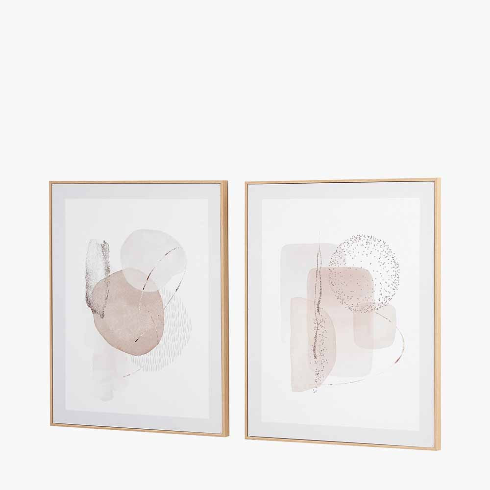 Set of 2 Natural Abstract Canvases with Natural Frame