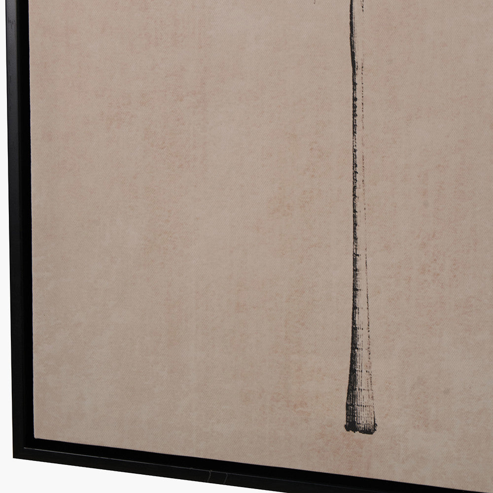 Set of 3 Natural and Black Palm Tree Print Canvases with Black Frames