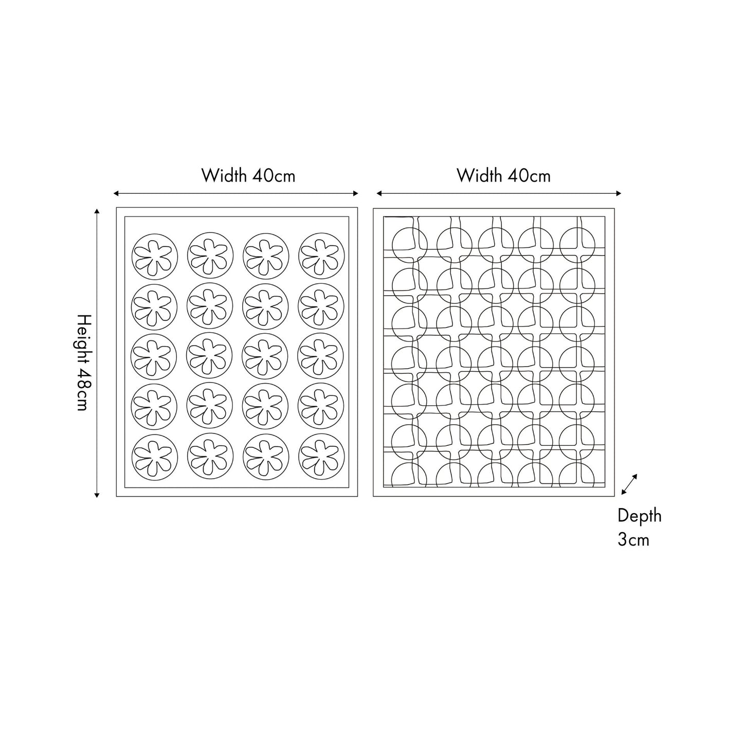 Set of 2 Circular Pattern Natural Paper Design Wall Art with Black Frames