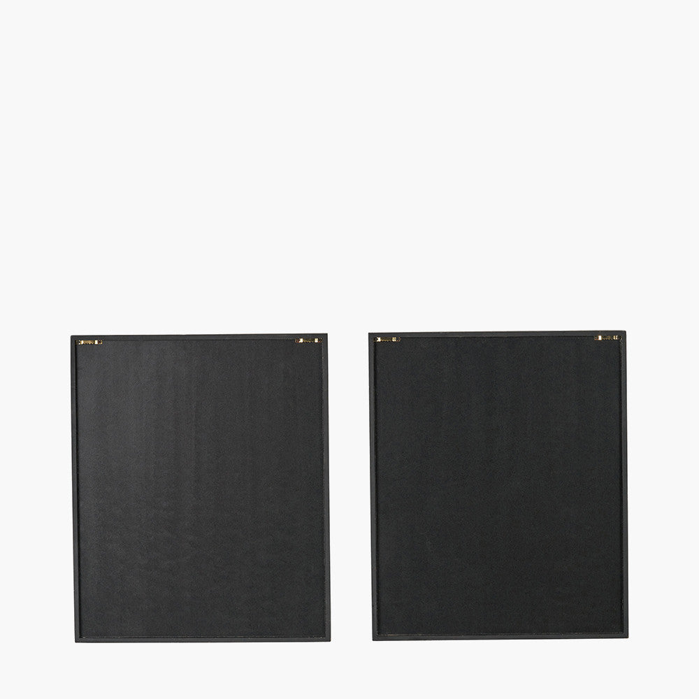Set of 2 Circular Pattern Natural Paper Design Wall Art with Black Frames