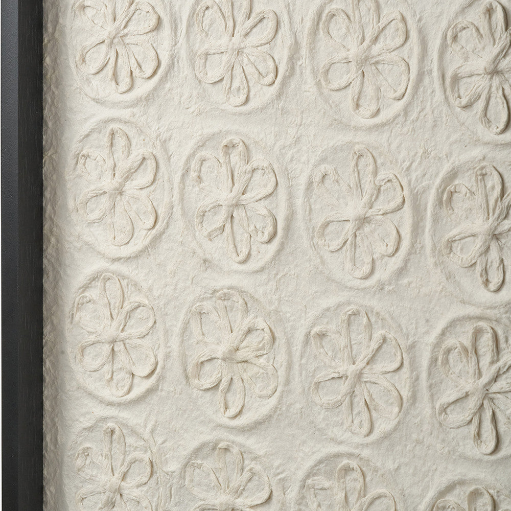 Set of 2 Circular Pattern Natural Paper Design Wall Art with Black Frames