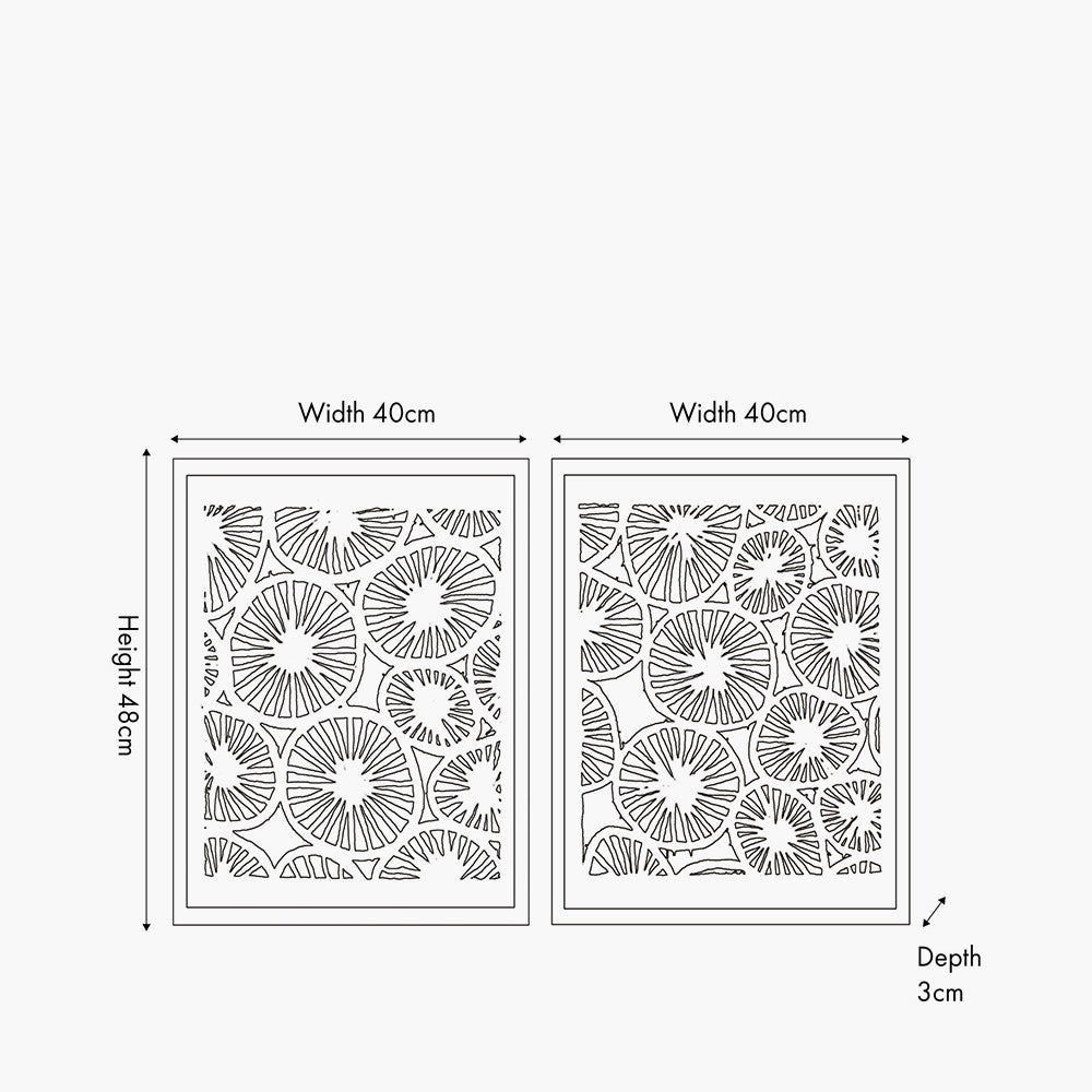 Set of 2 Cut Out Pattern Natural Paper Design Wall Art with Natural Frames
