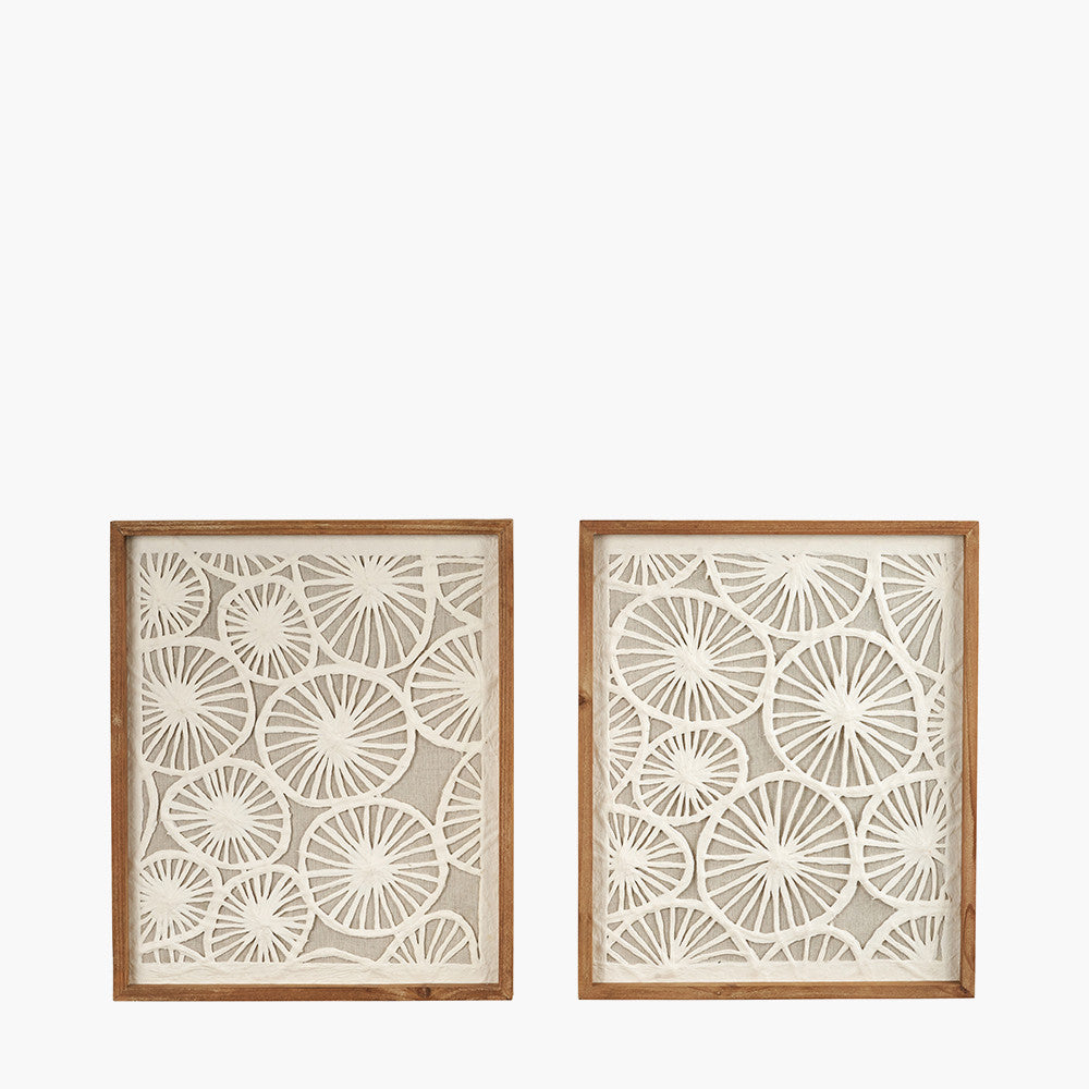 Set of 2 Cut Out Pattern Natural Paper Design Wall Art with Natural Frames