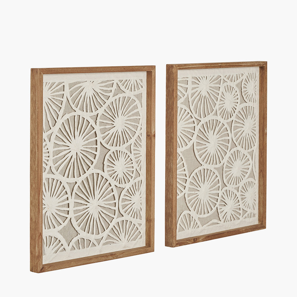 Set of 2 Cut Out Pattern Natural Paper Design Wall Art with Natural Frames