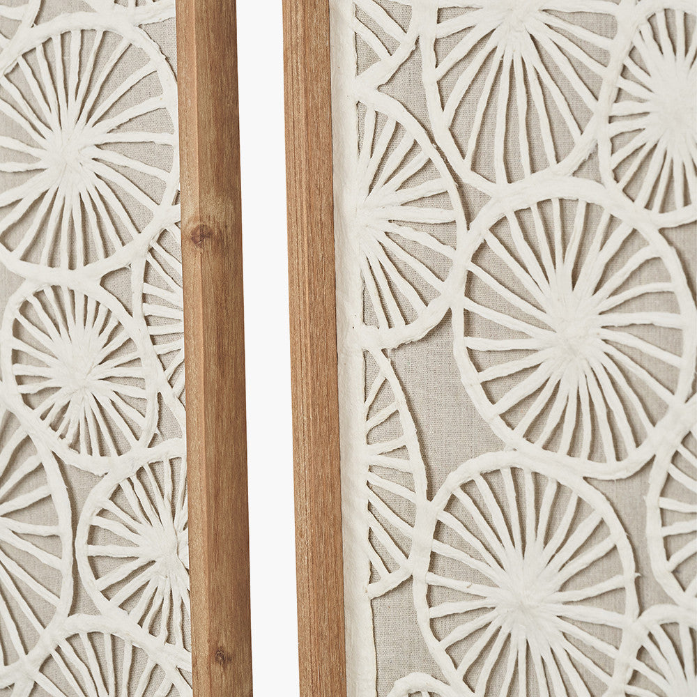 Set of 2 Cut Out Pattern Natural Paper Design Wall Art with Natural Frames