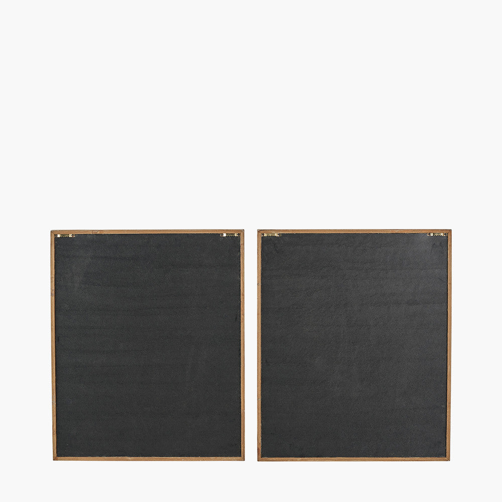 Set of 2 Black and Natural Wooden Textured Design Wall Art
