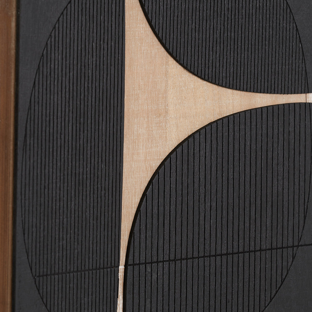 Set of 2 Black and Natural Wooden Textured Design Wall Art
