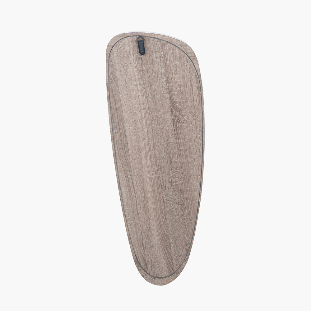 Natural Wood Veneer Teardrop Wall Mirror – Mid-Century Modern Elegance