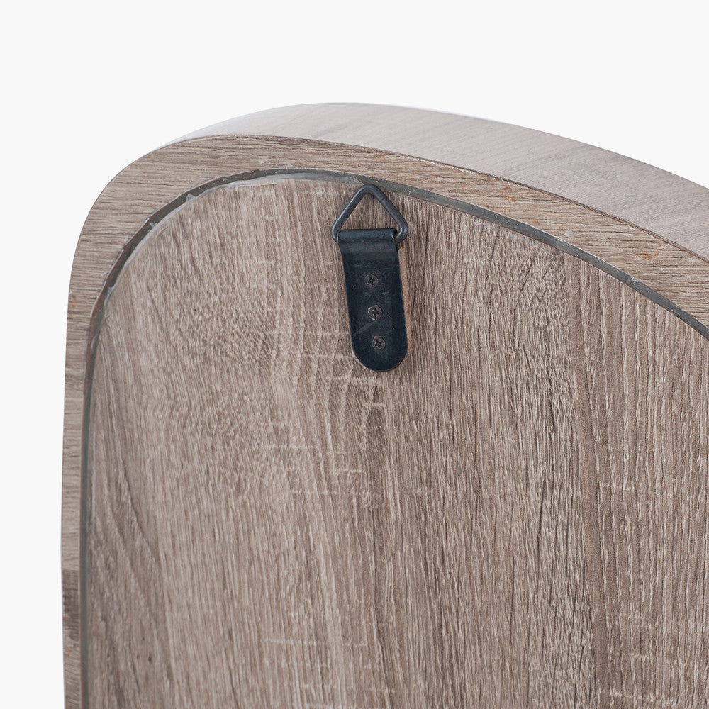 Natural Wood Veneer Teardrop Wall Mirror – Mid-Century Modern Elegance