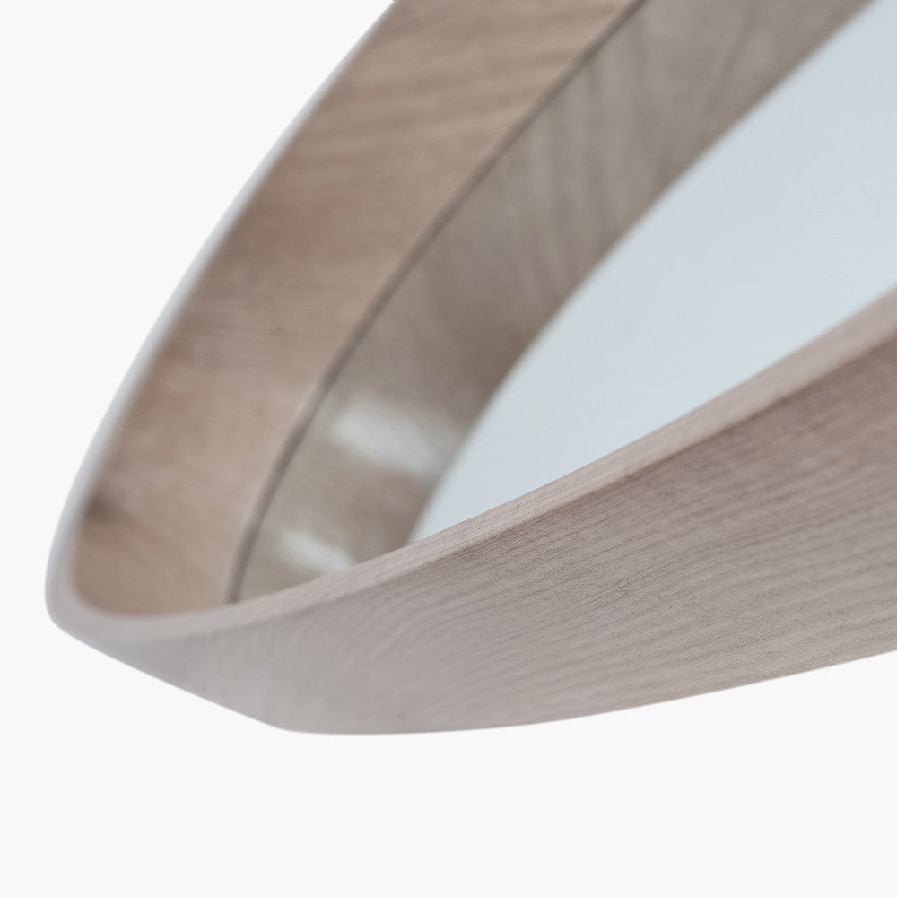 Natural Wood Veneer Teardrop Wall Mirror – Mid-Century Modern Elegance