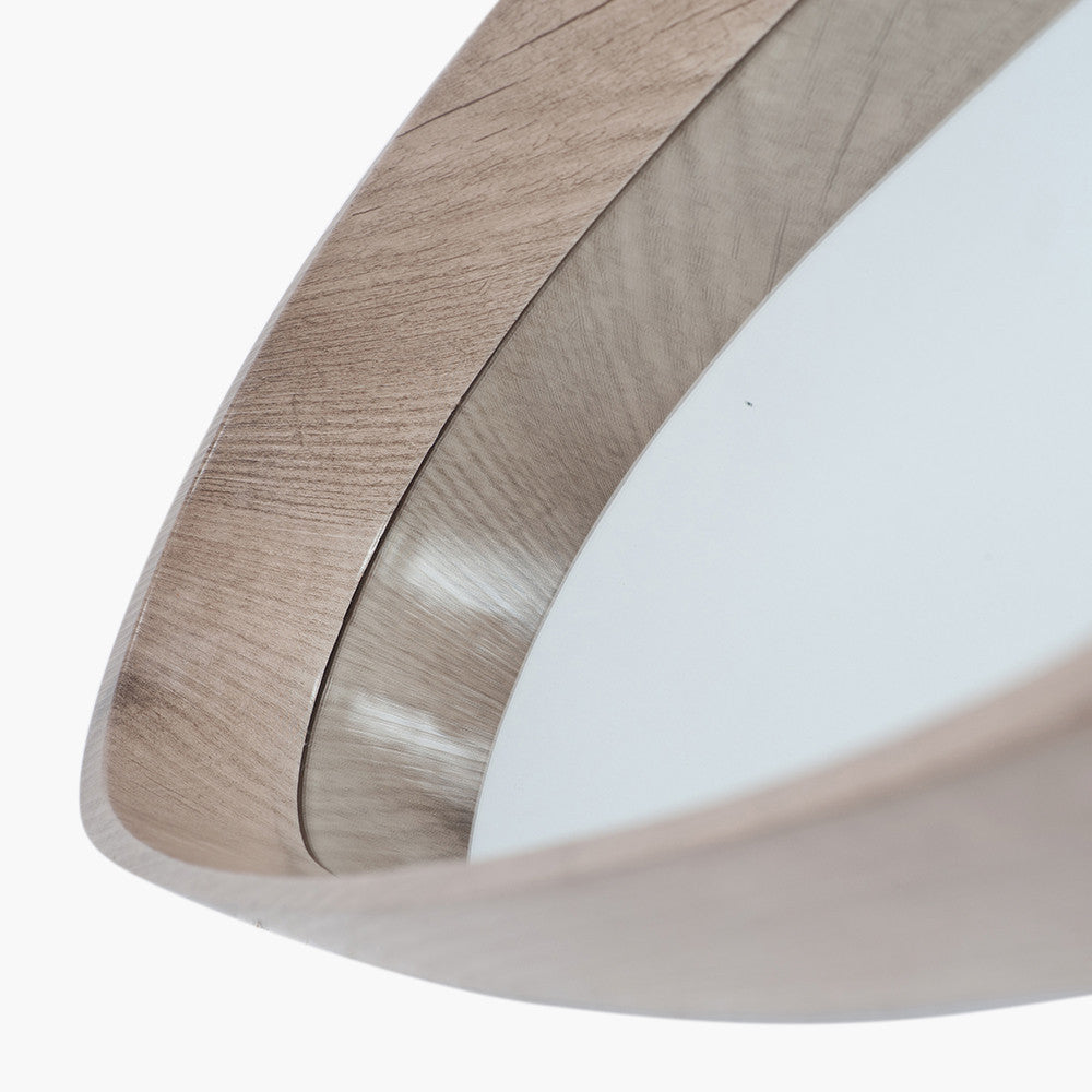 Natural Wood Veneer Teardrop Wall Mirror – Mid-Century Modern Elegance