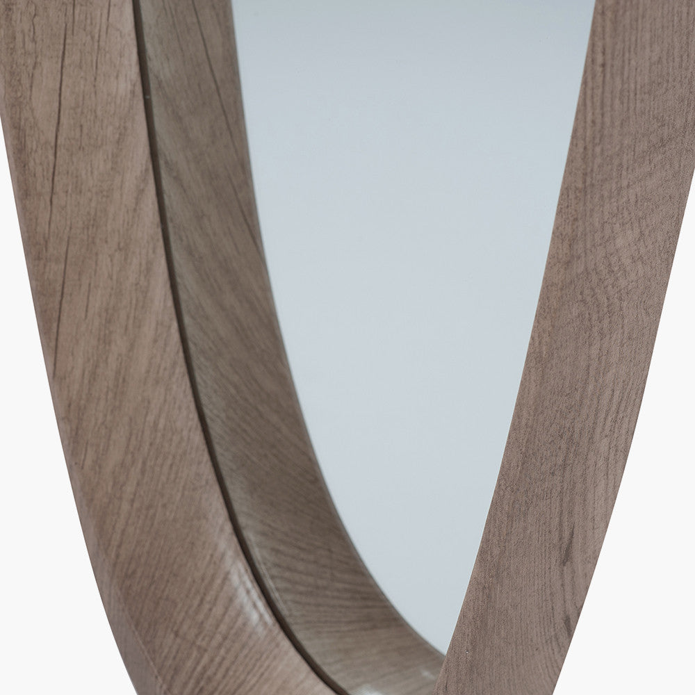 Natural Wood Veneer Teardrop Wall Mirror – Mid-Century Modern Elegance