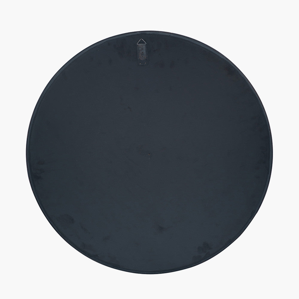 Black Wood Veneer and Foxed Glass Round Wall Mirror – Contemporary Elegance for Modern Homes