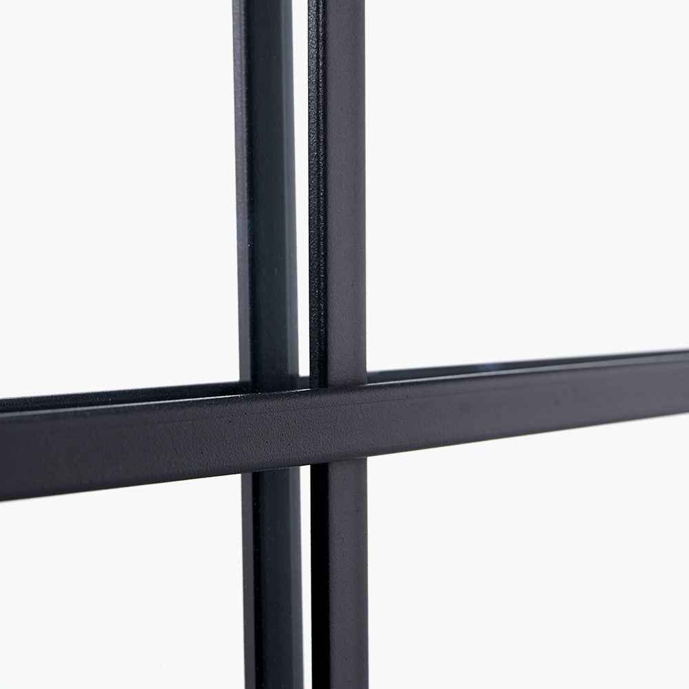 Dark Grey Metal 12 Section Floor Mirror – 200cm Industrial Window Style Leaner Mirror