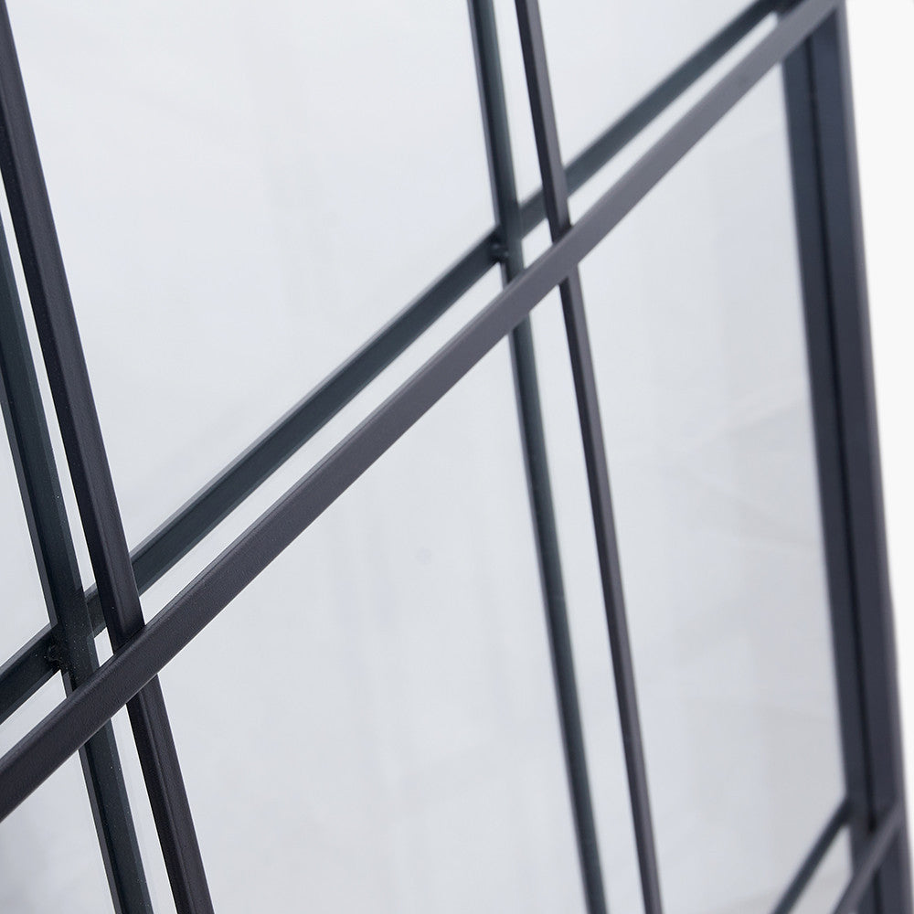 Dark Grey Metal 12 Section Floor Mirror – 200cm Industrial Window Style Leaner Mirror