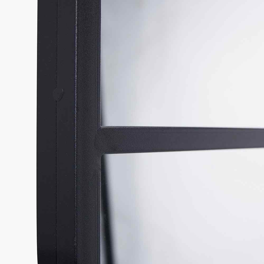 Dark Grey Metal 12 Section Floor Mirror – 200cm Industrial Window Style Leaner Mirror