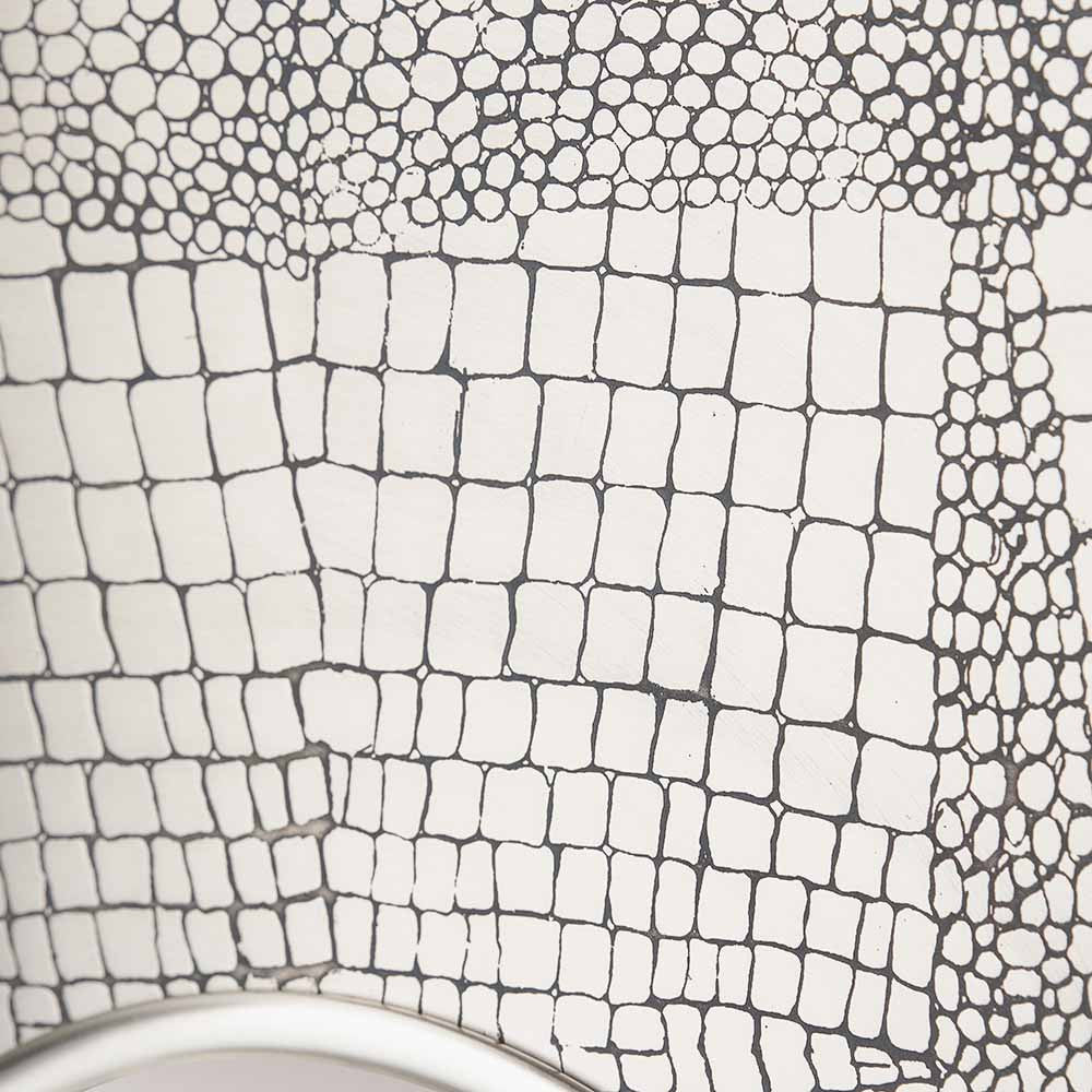 Antique Silver Metal Round Wall Mirror – Statement Croc Effect Design