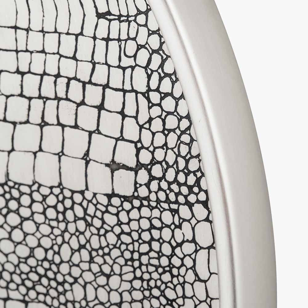 Antique Silver Metal Round Wall Mirror – Statement Croc Effect Design