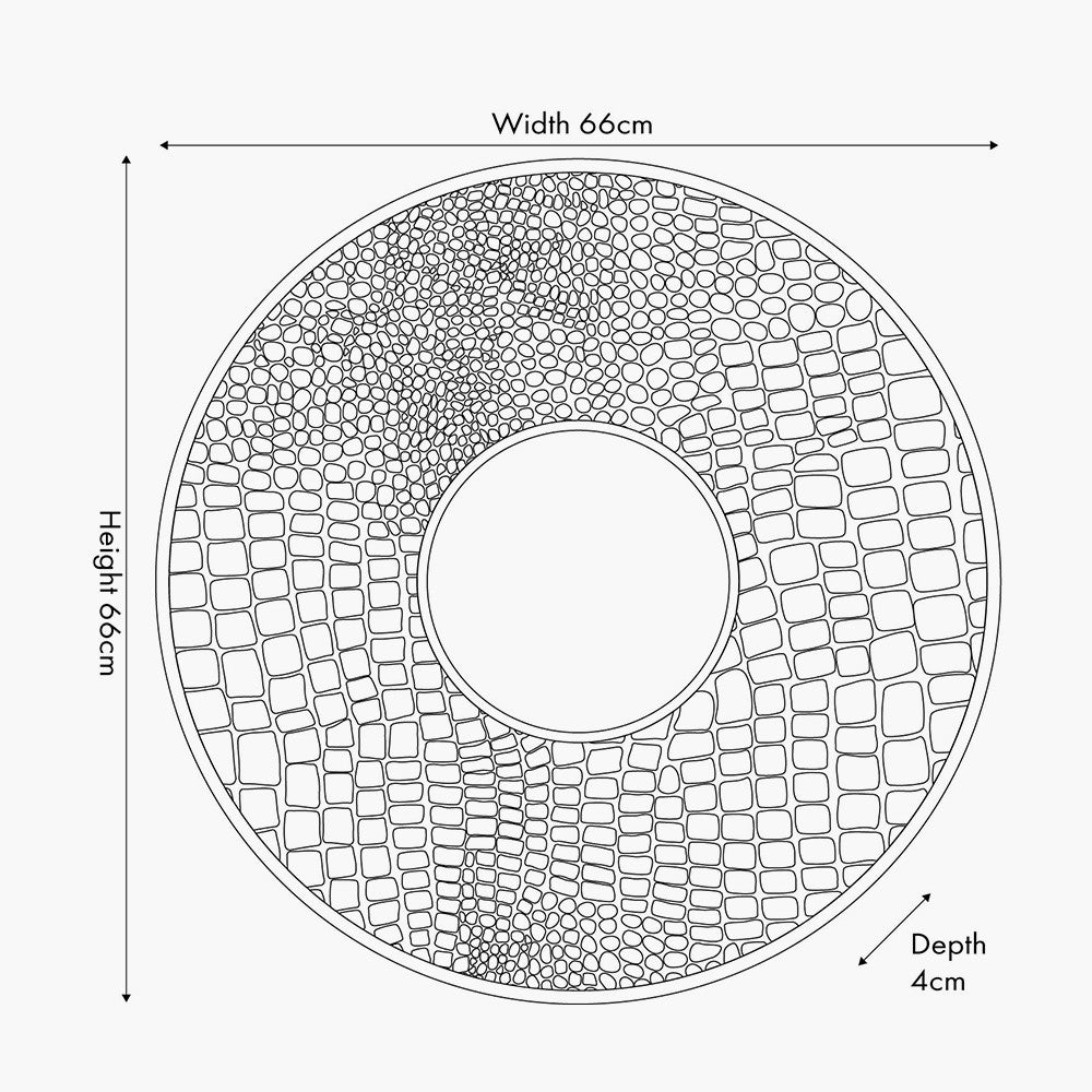 Antique Silver Metal Round Wall Mirror – Statement Croc Effect Design