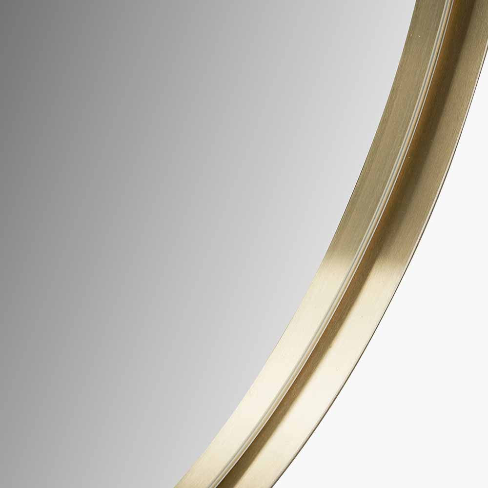 Brushed Gold Metal Slim Frame Round Wall Mirror Large – Modern Luxe Design