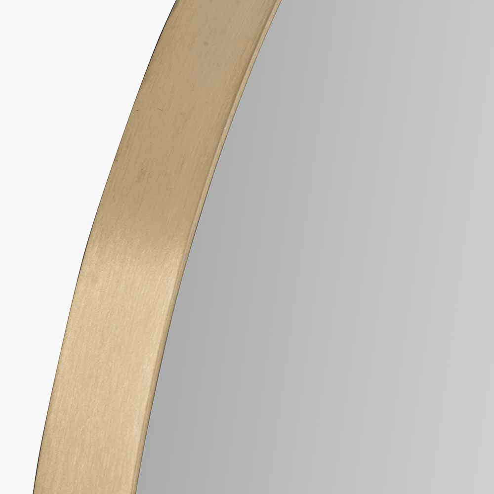 Brushed Gold Metal Slim Frame Round Wall Mirror Medium – Modern Luxe Design
