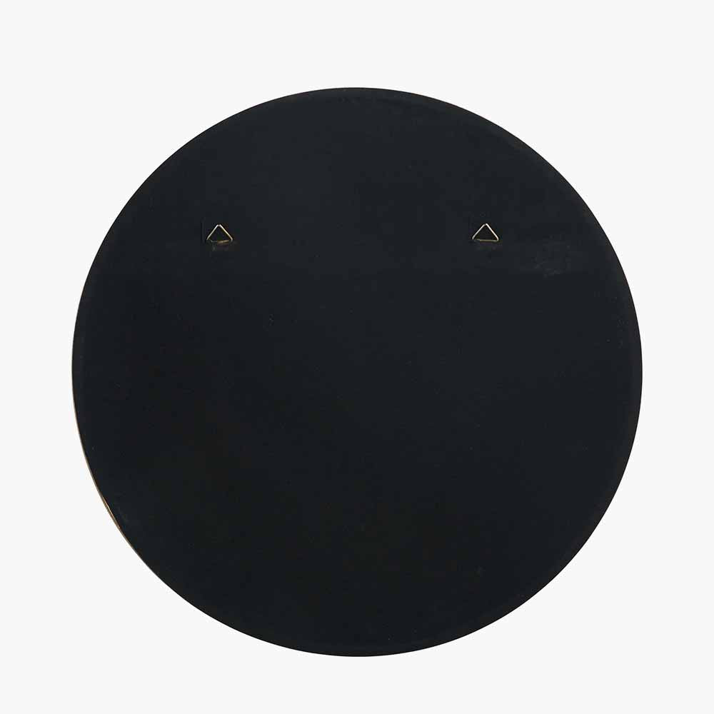 Brushed Gold Metal Slim Frame Round Wall Mirror Medium – Modern Luxe Design