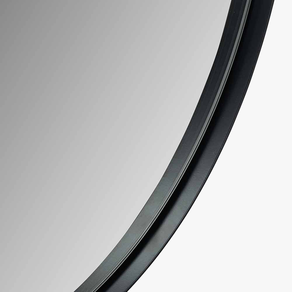 Black Metal Slim Frame Round Wall Mirror Large – Modern Statement Design