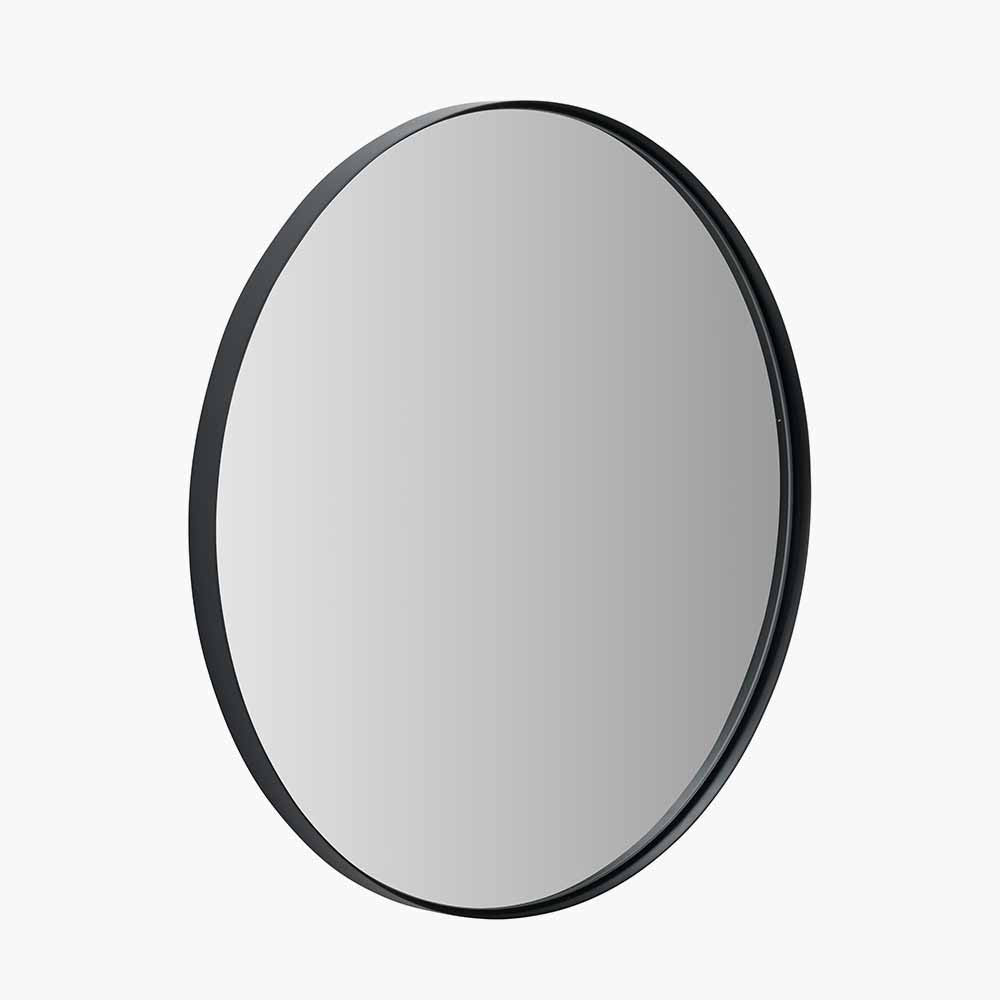 Black Metal Slim Frame Round Wall Mirror Medium – Modern Statement Design