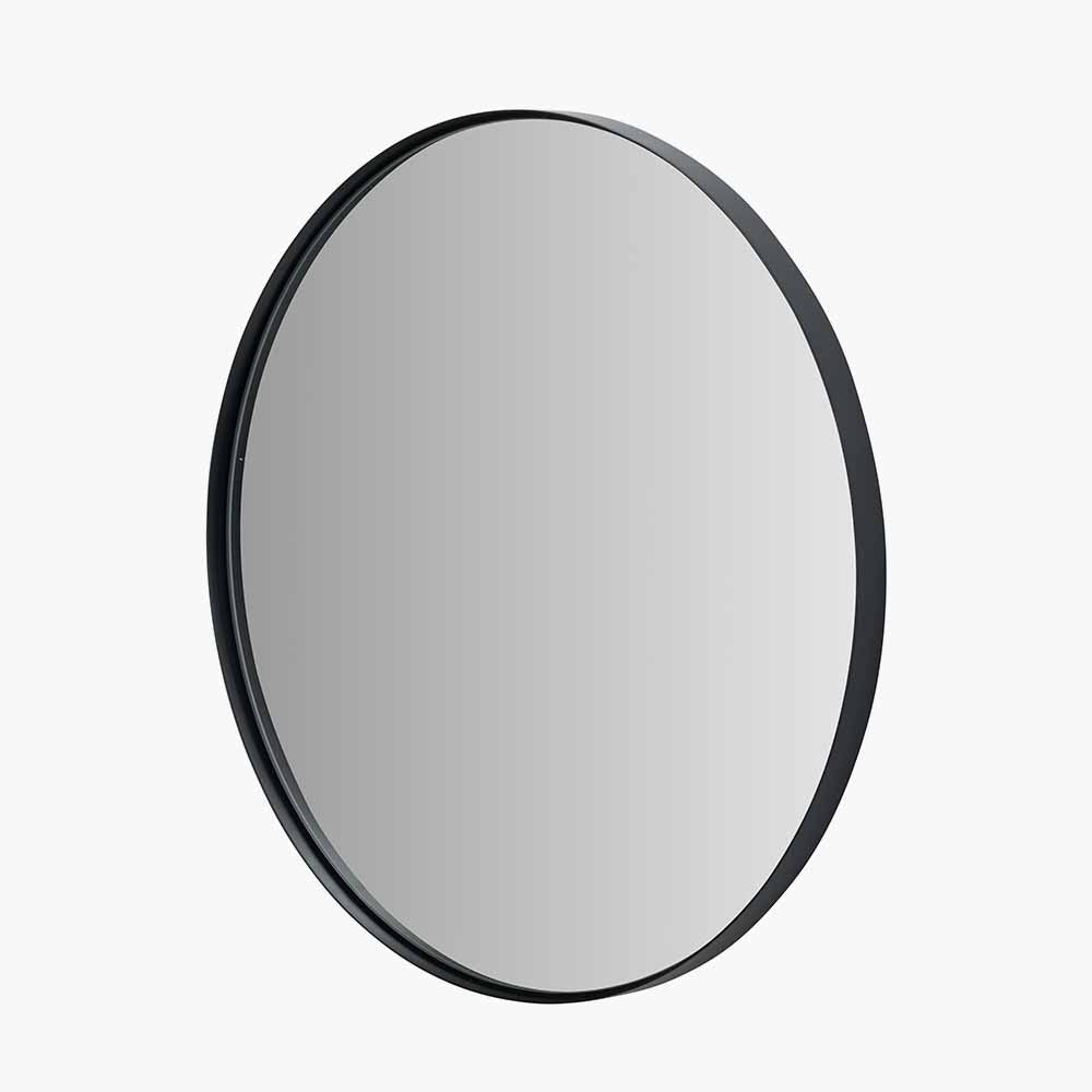 Black Metal Slim Frame Round Wall Mirror Medium – Modern Statement Design
