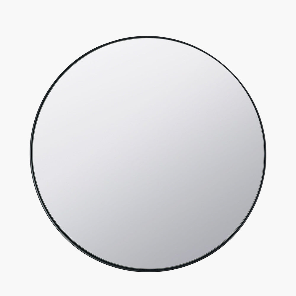 Black Metal Slim Frame Round Wall Mirror Medium – Modern Statement Design