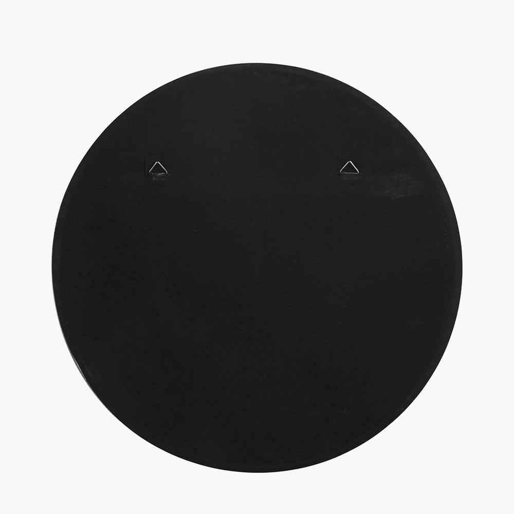 Brushed Silver Metal Slim Frame Round Wall Mirror Medium - Modern Minimalist Design