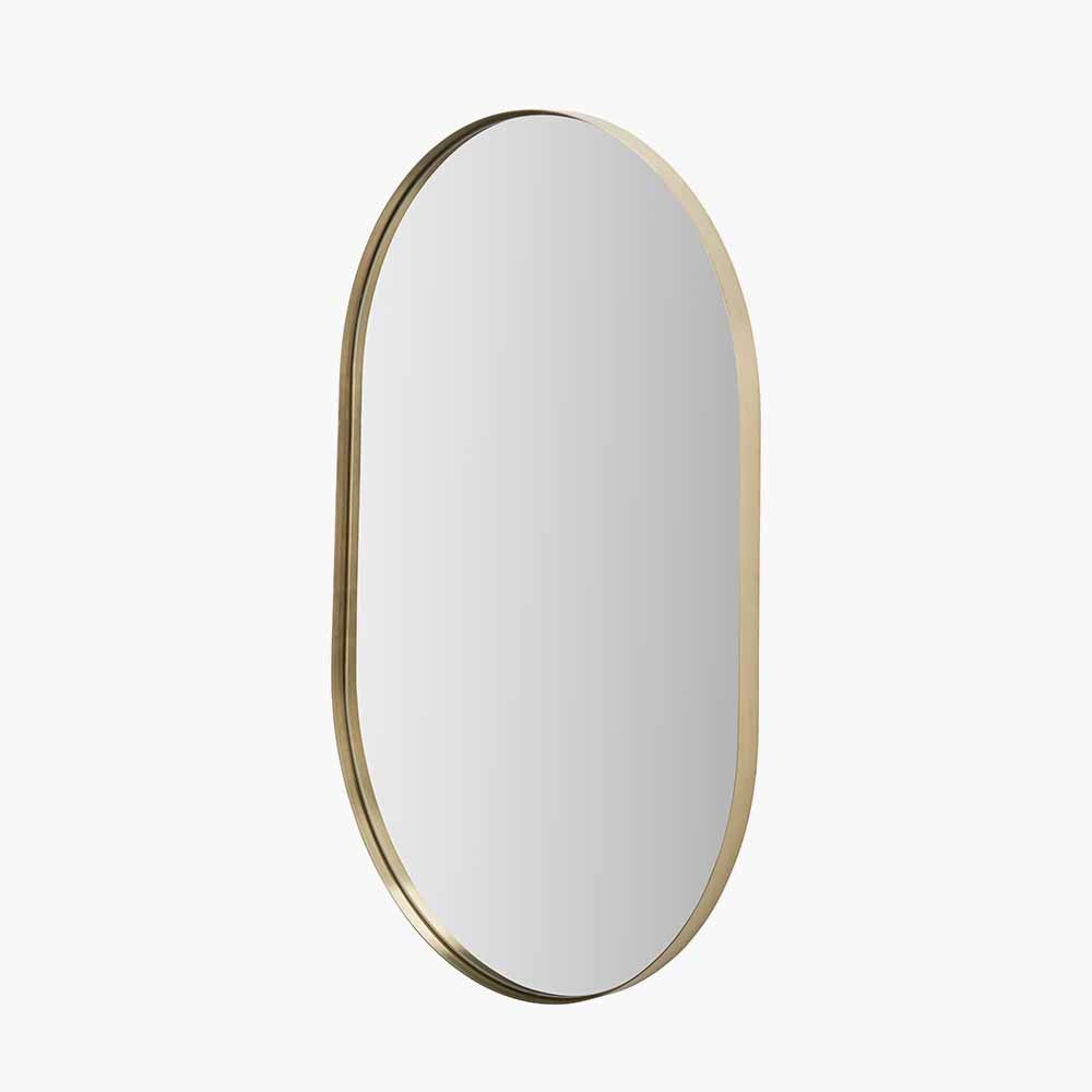 Brushed Gold Oval Wall Mirror – Slim Frame, Modern Minimalist Design
