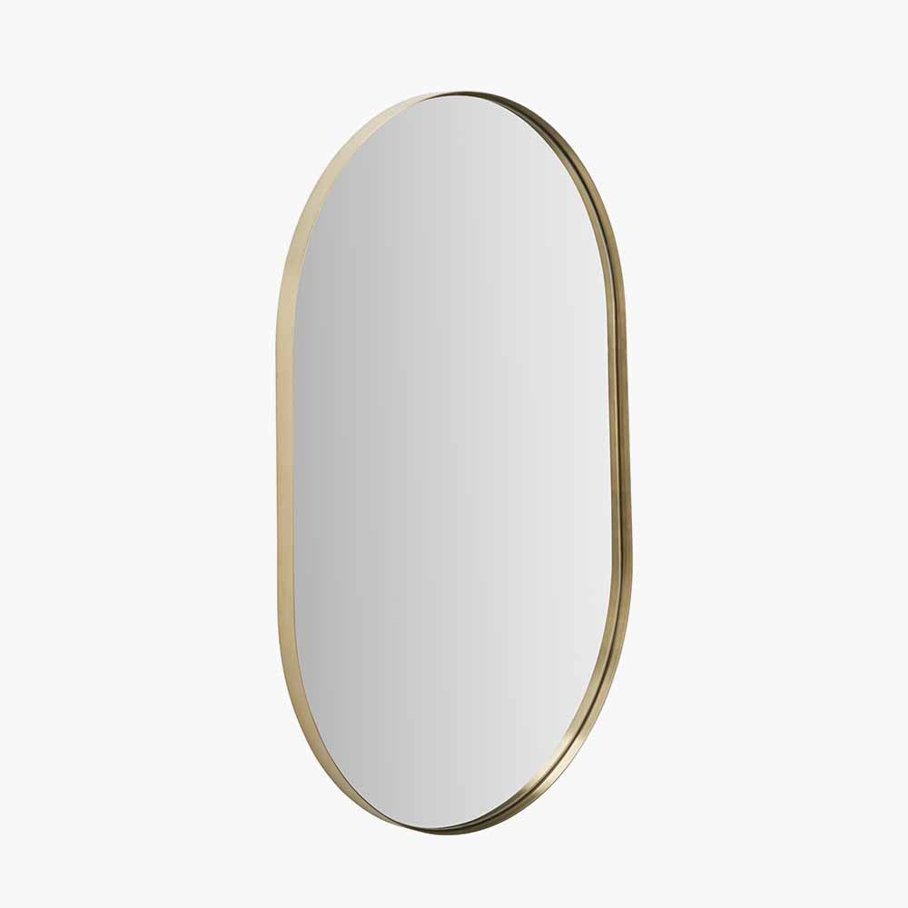 Brushed Gold Oval Wall Mirror – Slim Frame, Modern Minimalist Design