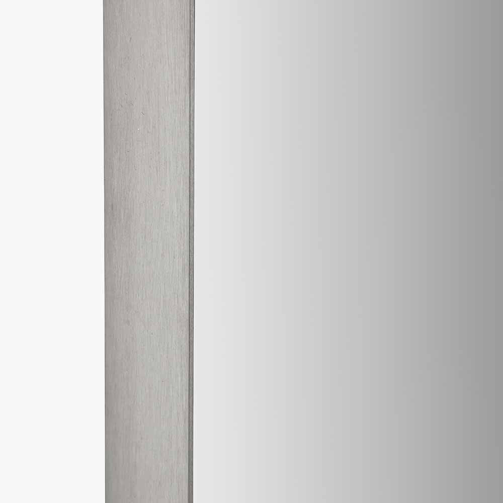 Brushed Silver Oval Wall Mirror – Slim Frame, Modern Minimalist Design