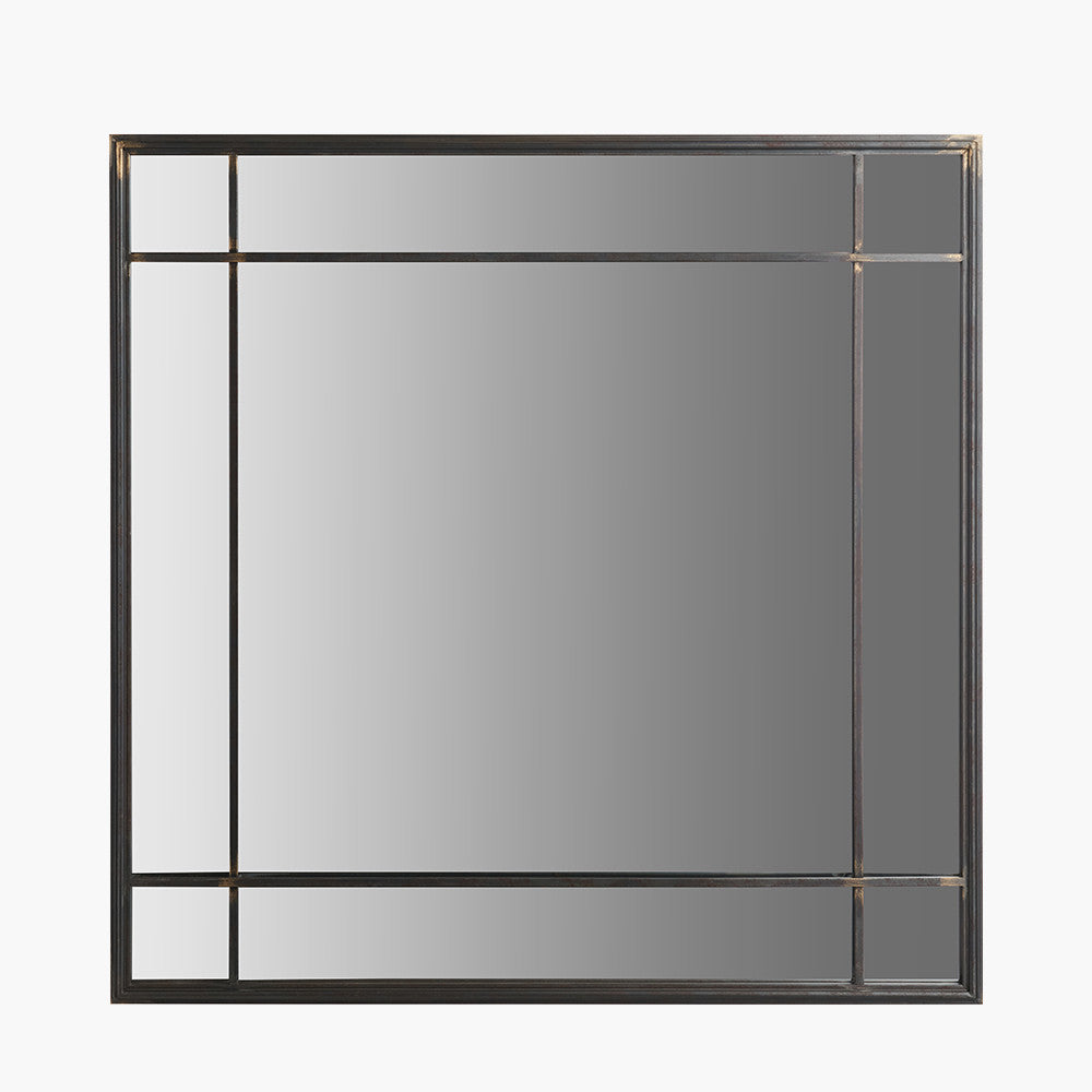Antique Bronze Square Wall Mirror – 80cm Industrial Statement Mirror