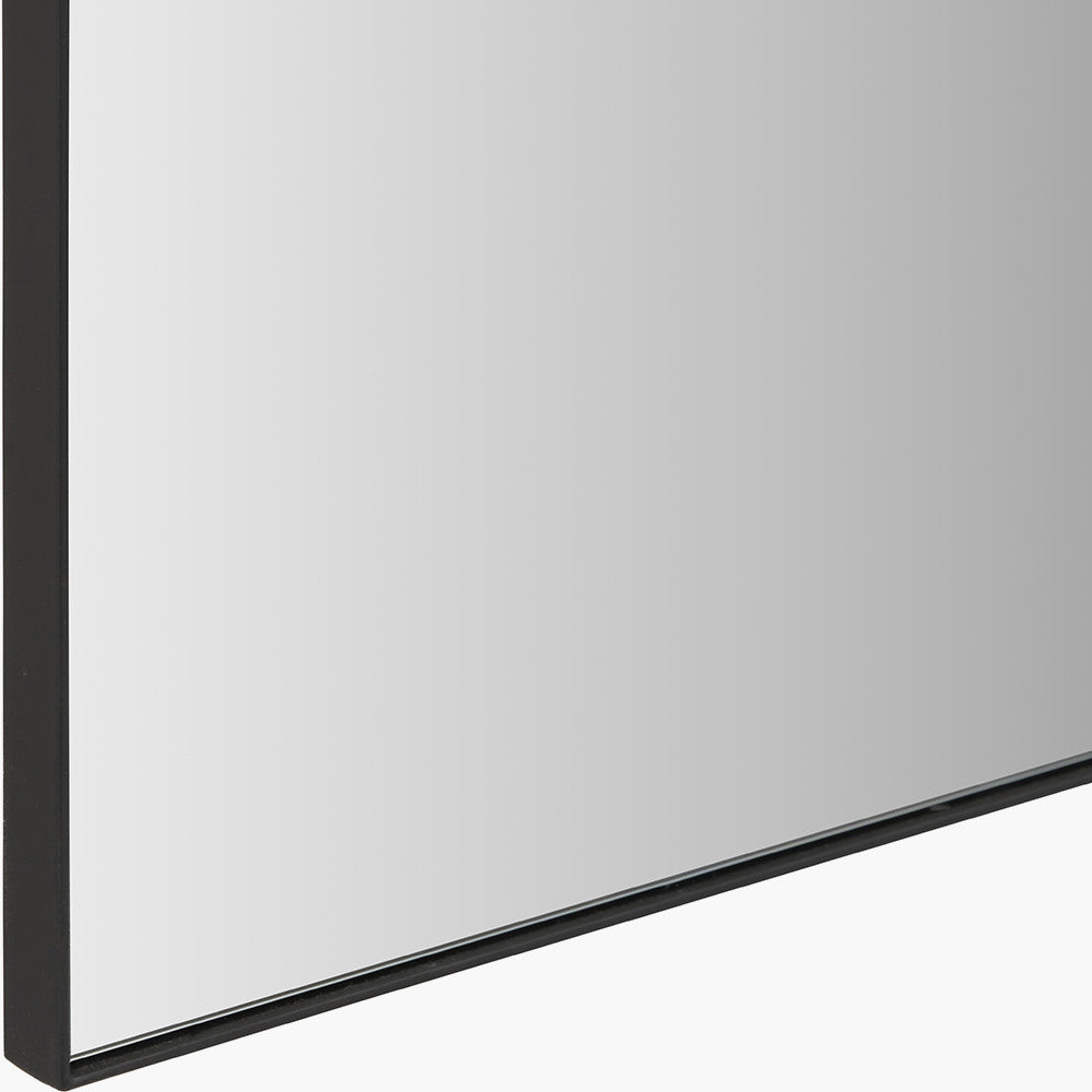 Black Tall Arch Wall Mirror – Slim Metal Frame, Modern Industrial Style